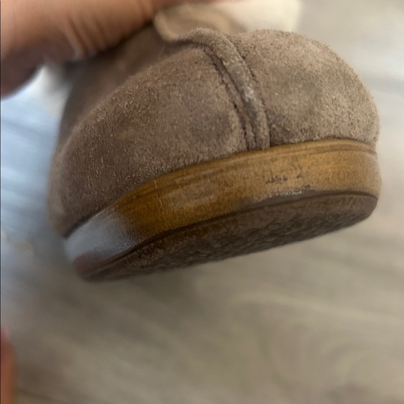 Women's Tan Suede Ankle Clogs Mule Boots with Real Fox Fur Trim - Picture 9 of 11